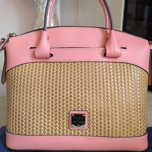 Dooney & Bourke Pale Pink Woven Leather Domed Satchel
